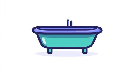 Teal bathtub, bathroom interior, clean, relaxation