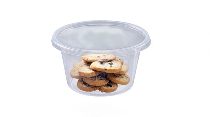 PNG Homemade cookies in plastic jar and plastic bowl isolated on transparent background