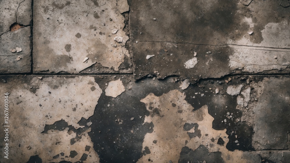 Poster grungy aged cement floor texture with stains and cracks suitable for backgrounds in design and creat