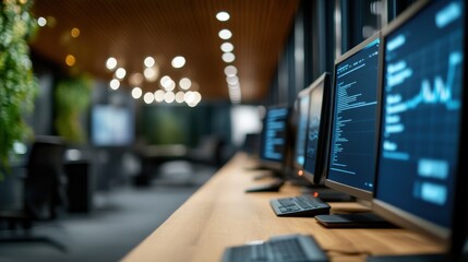 office workstation With Multiple Computer Monitors