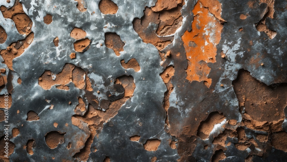 Aufkleber rusty and weathered metal surface texture with patches of aluminum and exposed underlayer ideal for 