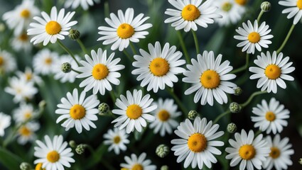 Beautiful white daisies in full bloom, ideal for greeting cards, wedding invitations, and celebrating special occasions like Mother's Day.
