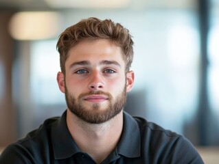 Portrait of a Handsome Young Man with a Beard