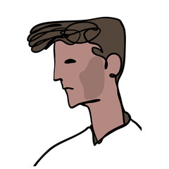 Portrait of a young man simple line  illustration