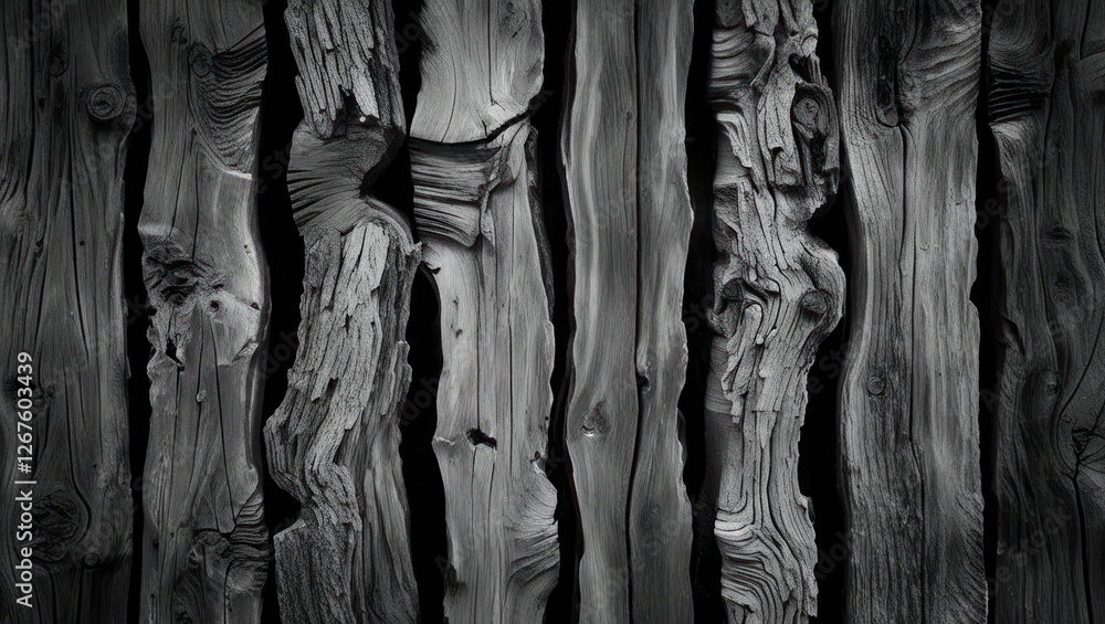 Poster textured dark wooden wall with irregular grooves and patterns suitable for background use copy space