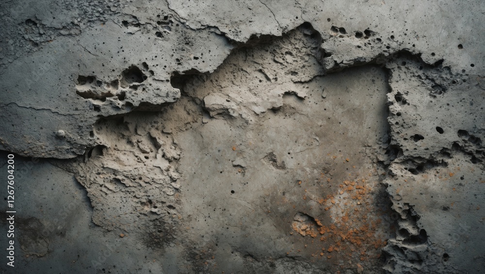 Poster weathered concrete wall texture with eroded areas and rough surface ideal for background use in desi