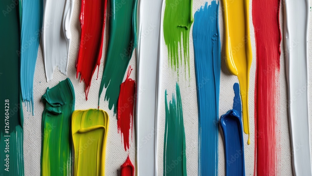 Poster vibrant abstract background of colorful paint strokes on canvas showcasing creative texture in red g