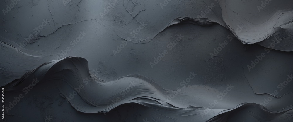 Poster abstract textured background with waves and folds in dark gray tones suitable for various creative a