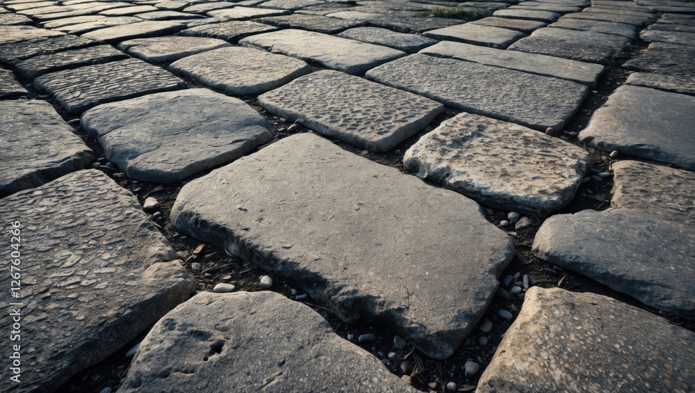 Aufkleber textured old stone cobblestones forming a rustic pavement background ideal for historical or archite
