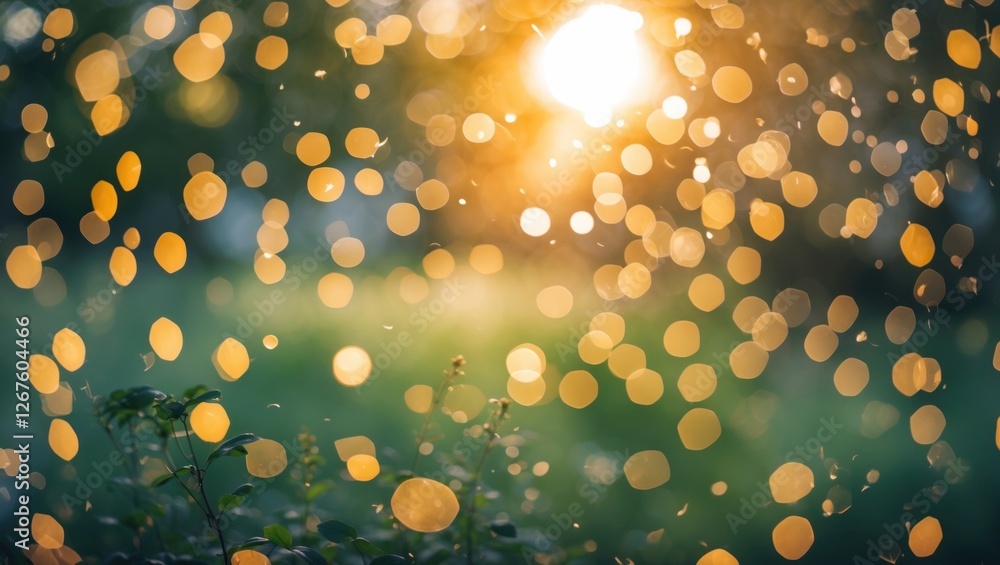 Aufkleber soft golden bokeh background with ethereal light creating a serene atmosphere in a natural outdoor s