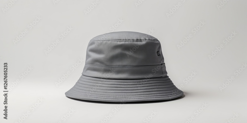 Aufkleber Plain Gray Bucket Hat Mockup on White Background with Blank Space for Custom Text or Design Usage