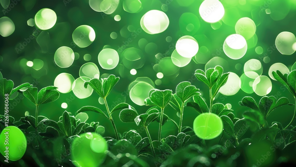 Aufkleber lush green bokeh background with soft focusing ideal for text overlay and nature-themed designs