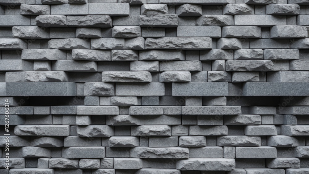 Poster modern stone wall texture background featuring a stylish arrangement of gray bricks with varied shap