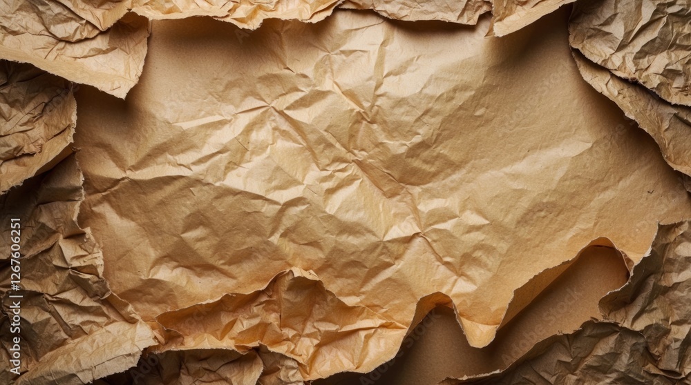 Poster crumpled brown paper texture background with space for text ideal for vintage or rustic design proje