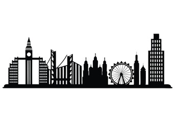 Obraz premium Silhouette Design of a City Skyline with High-Rise Buildings in a Modern Urban Style