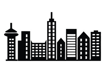 Fototapeta premium Silhouette Design of a City Skyline with High-Rise Buildings in a Modern Urban Style