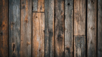 Fototapeta premium Rustic wooden wall background texture with natural grain and weathered finishes for interior design or craft projects.