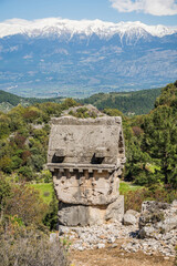 Antique tomb in Pinara near Fethiye, Turkey