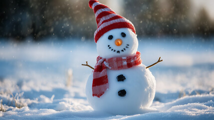 Fototapeta premium snowman on the snow