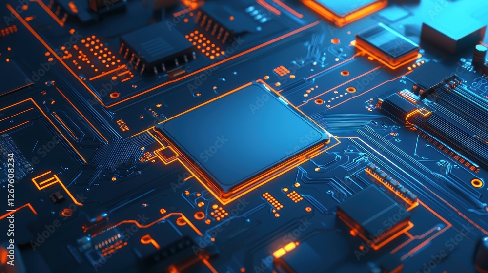 Poster intricate closeup, exploring the complex world of computer circuitry and electronic components