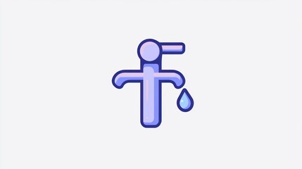 Faucet dripping water icon, simple graphic
