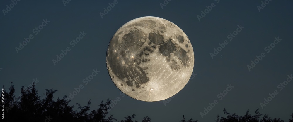 Poster half moon illuminating night sky with dark background and clear space for text or design elements