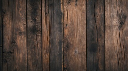 Fototapeta premium Rustic wooden texture background featuring aged planks in rich brown tones for use in design and decor projects.