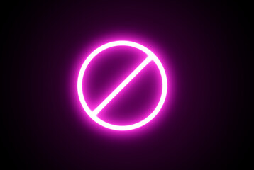 Neon Caution warning sign. Warning icon. stop icon. Bright  forbidding icon. Futuristic glowing a round shape