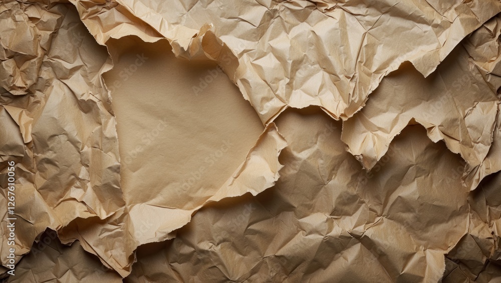 Poster crumpled paper texture background with creases and tears creating a vintage poster surface for desig