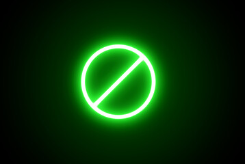 Neon Caution warning sign. Warning icon. stop icon. Bright  forbidding icon. Futuristic glowing a round shape