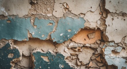 Obraz premium Vintage cement wall with peeling paint texture ideal for backgrounds in various creative and editing projects.