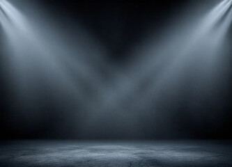 The image is a black and white photograph of an empty room with a dark background. The room appears to be empty, with no furniture or decorations in sight.