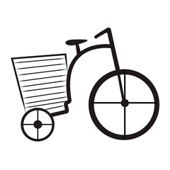 bicycle with a basket vector icon