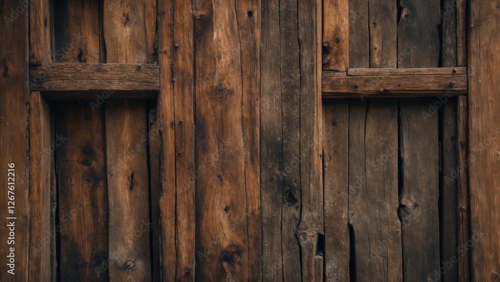 Poster rustic brown wooden texture background with natural weathered patterns ideal for home decor and desi