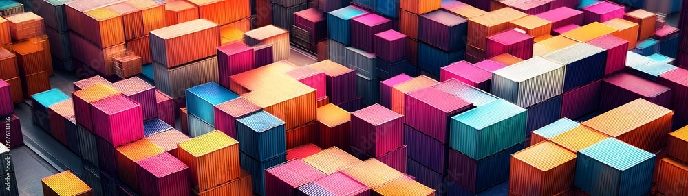 Poster an abstract composition of colorful 3d blocks layered intricately, showcasing a vibrant mix of shade