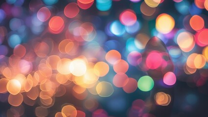 Obraz premium Colorful blurred bokeh lights background creating a festive and vibrant atmosphere ideal for celebrations and artistic designs.