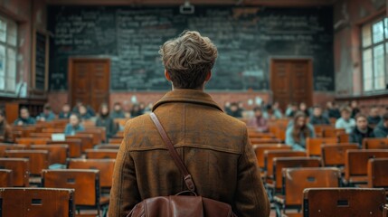 Educational Leader: a realistic photo of a teacher calling for learning in a school that creates the leaders of the future
