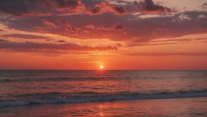 Obraz premium Serene Sunset Over Ocean Waves Perfect for Text Overlay and Inspirational Quotes