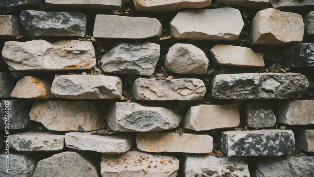 Poster natural stone wall texture with various shapes and colors creating a rustic and durable feel for arc