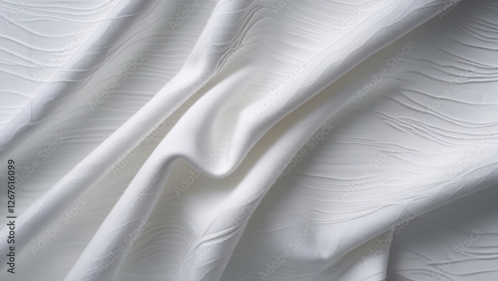 Poster textured white fabric close-up showcasing smooth cotton canvas pattern for elegant abstract backgrou