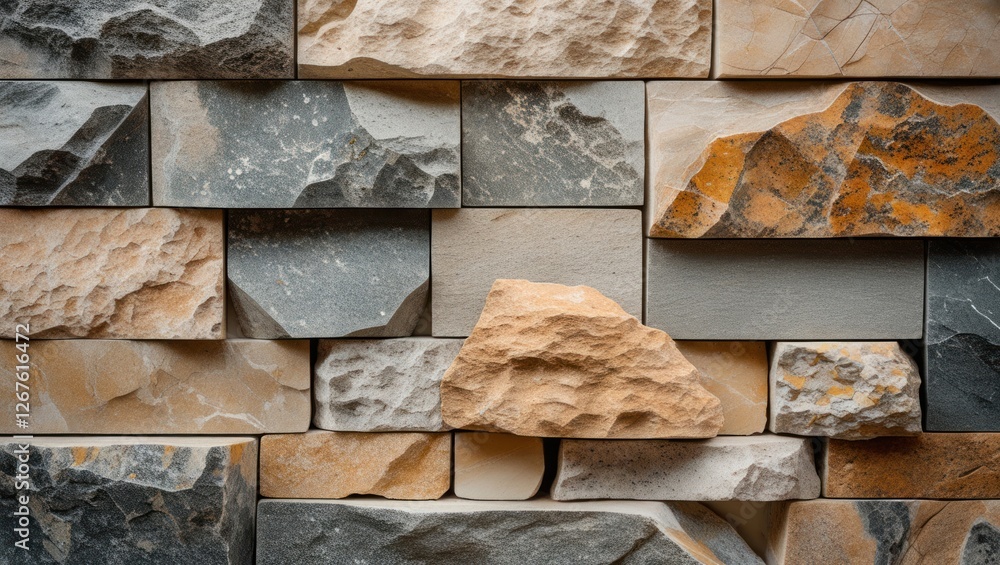 Aufkleber textured natural stone wall with various shapes and colors for background or surface design applicat