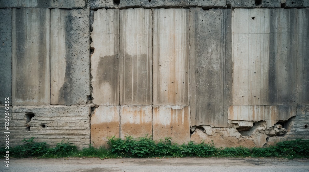 Aufkleber weathered concrete wall with cracks and patches showcasing a rustic and industrial texture suitable 