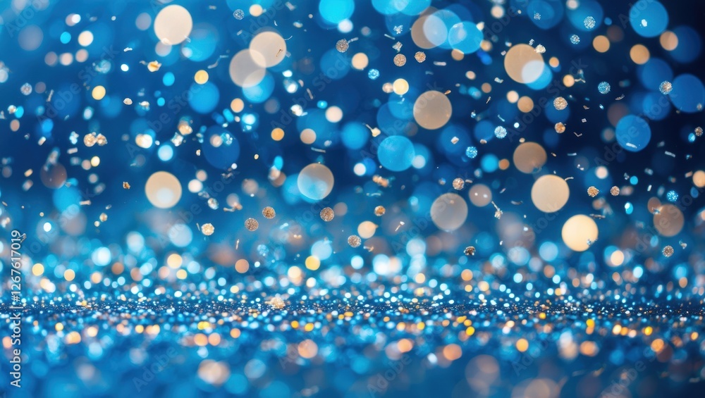 Poster vivid light blue sparkling bokeh background with shimmering glitter texture creating a dreamy and fe