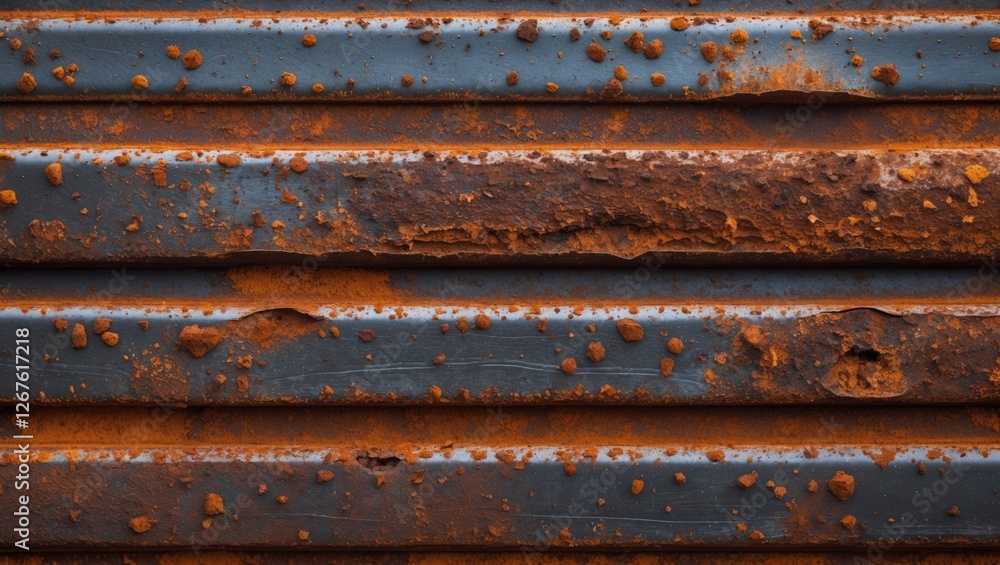 Poster rusty metallic surface with textured layers showcasing corrosion and weathered elements for industri