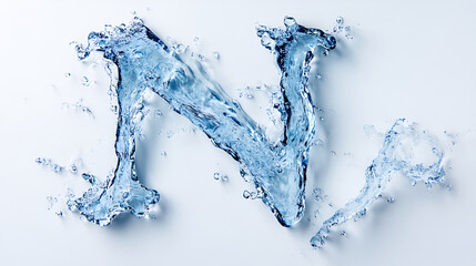 N written by water on white background