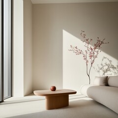 minimalist Interior with Natural Light and Wood furniture