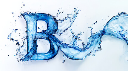 B written by water on white background