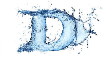 D written by water on white background