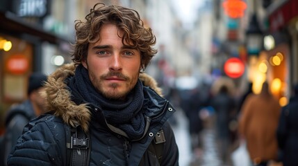 street photography, handsome man in Balenciaga jacket