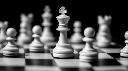 black and white chess pieces on a chessboard